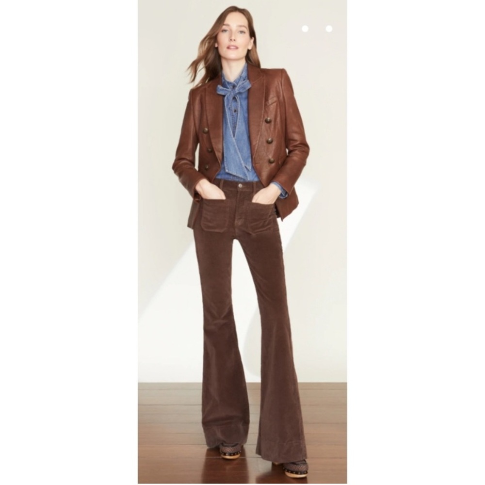 Veronica Beard Sheridan Bell Bottom Flare Corduroy Pants in Brown Size 25 - Picture 14 of 15